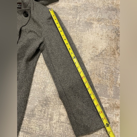 Stephanie Mathews Pea Coat Medium Gray Wool Blend Double Breasted With Hood - Picture 14 of 14